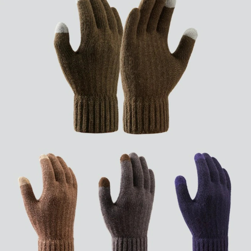 Hot-selling New Men's Warm Fleece Thick Knitted Gloves Autumn and Winter Outdoor Riding Cold-proof Warm Knitted Gloves