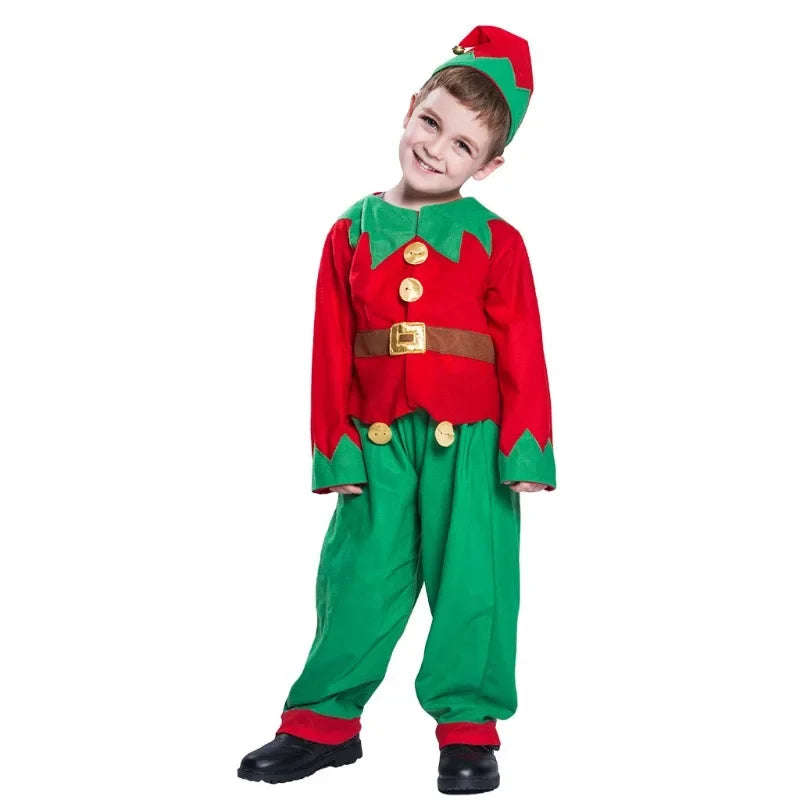 Christmas Elf Cosplay Parent-Child Clothes Home Party Medieval Role Play Costume Winter Season New Year Adult Men Women