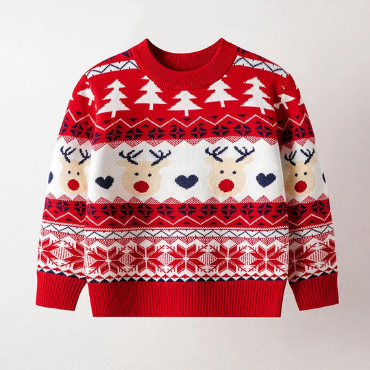 Christmas Children Knit Clothes 2023 New Kids Sweaters Boys Girls Warm Knitted Autumn Winter Toddler Cartoon Print Casual Jumper