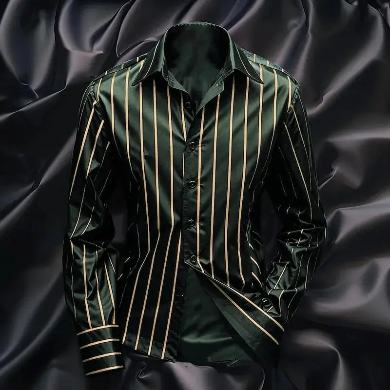 Fashion men's striped shirt stylish casual outdoor long sleeve lapel button soft and comfortable material new hot sale plus size Beauty hair & fashionfj
