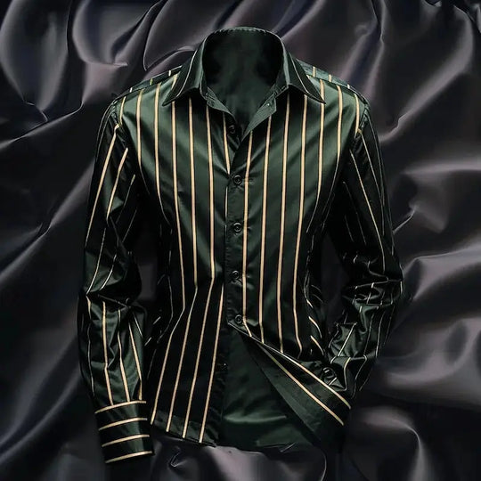Fashion men's striped shirt stylish casual outdoor long sleeve lapel button soft and comfortable material new hot sale plus size Beauty hair & fashionfj