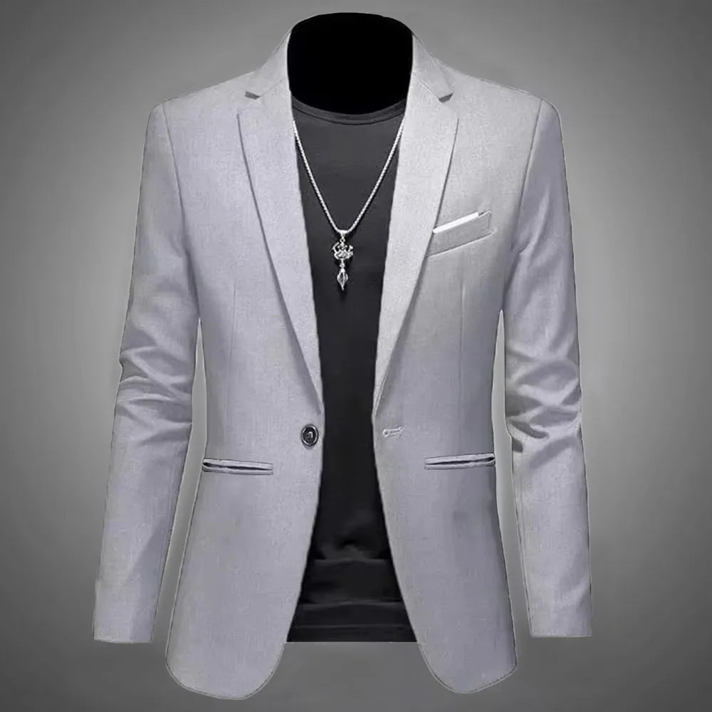 Men's Trendy Leisure Boutique Suit Jacket  Autumn Casual Business Slim Fit Non-ironing Single Button Suit Solid Formal Blouse Beauty hair & fashionfj