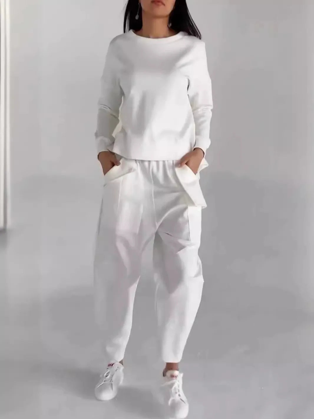Women's suits 2024 European and American new fashion lace-up technology multi-pocket trendy sports solid color casual pants suit Beauty hair & fashionfj