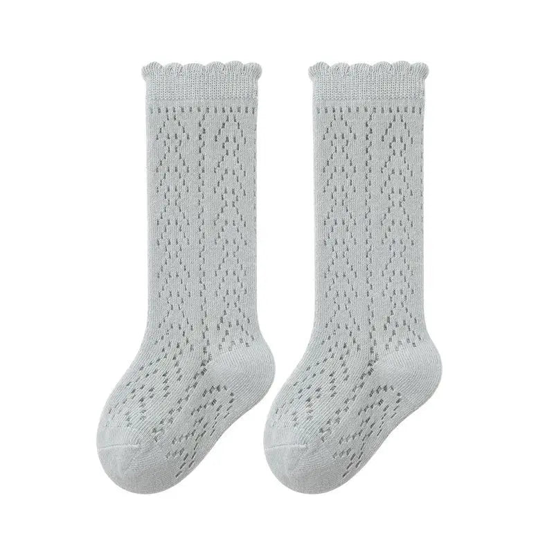 Babys Girls Princess Knitted Mesh Socks Cotton Infant Kids Girls Long Tube Socks 0-3T Summer Soft Toddler Girls Knee High Socks