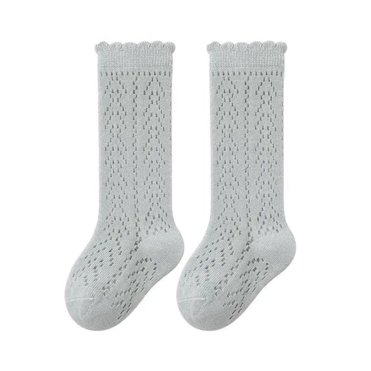 Babys Girls Princess Knitted Mesh Socks Cotton Infant Kids Girls Long Tube Socks 0-3T Summer Soft Toddler Girls Knee High Socks