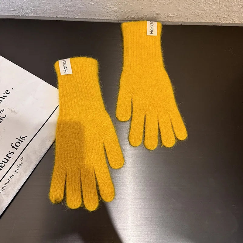 Winter Knitted Gloves Stretchy Warm Gloves Solid Color Fingered Gloves for Cold Weather Girls Men Women And Teens Winter Mittens