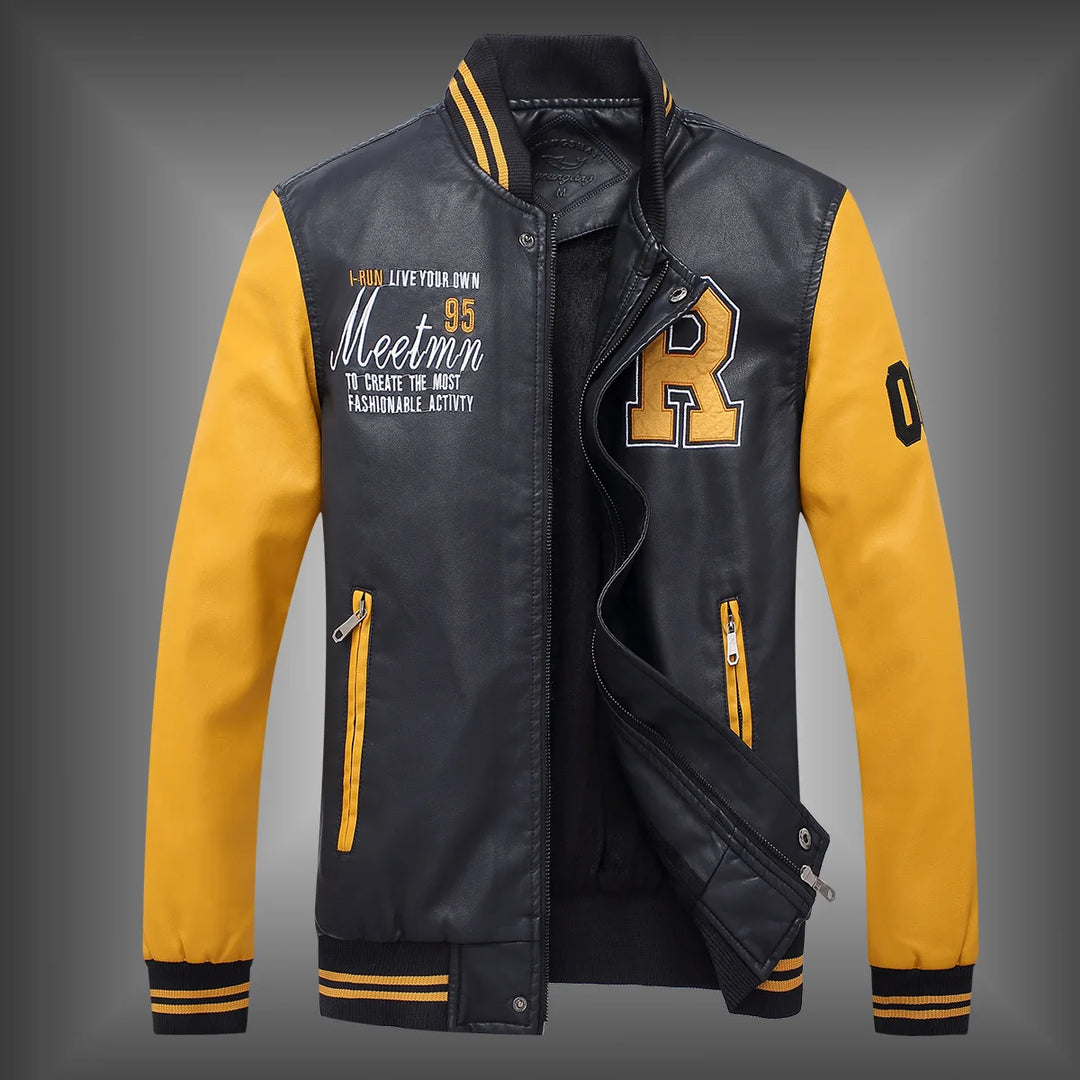 Men's Baseball Collar Fashionable Motorcycle Clothing Spring Autumn Casual PU Leather Jacket Youth Style Brand Leather Coats