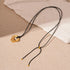 Gold Plated Geometric Circle Pendant Necklace for Women Girls Adjustable Long Leather Rope Chian Necklaces Sweater Chain Jewelry Beauty hair & fashionfj