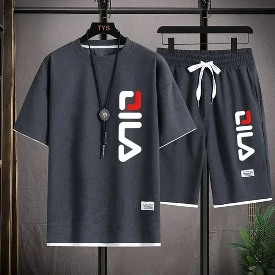 Summer new men's fashion beach sports suit, outdoor fashion comfortable men's sports T-shirt + sports shorts casual two-piece se Beauty hair & fashionfj