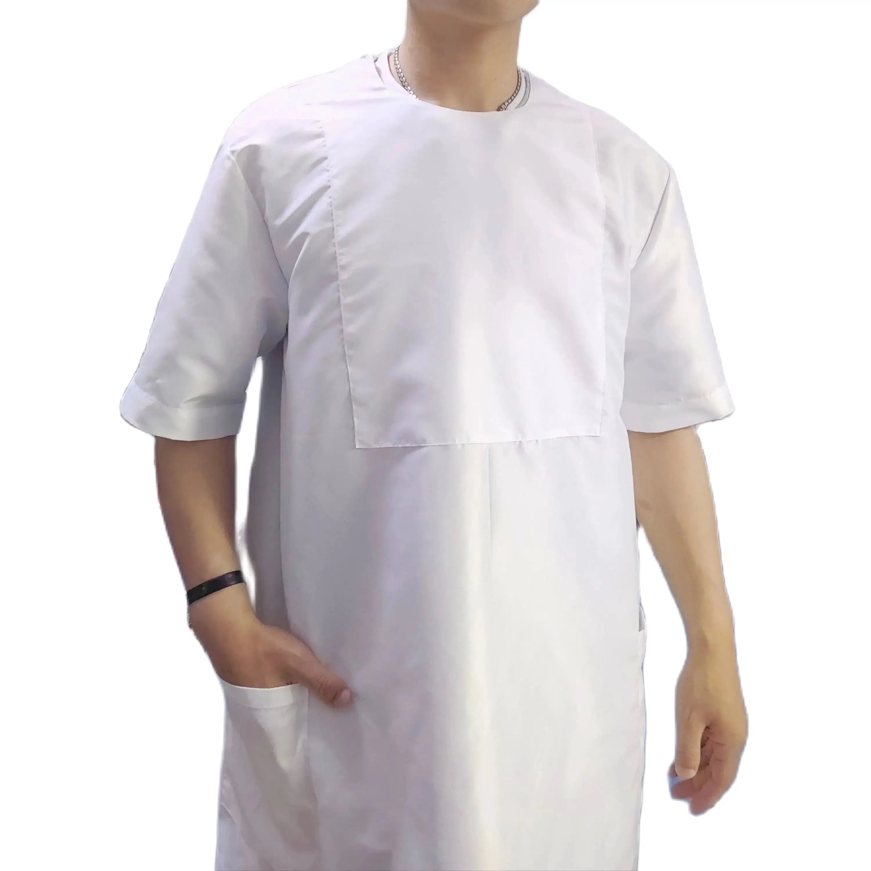 New Arrivals African Fashion Solid White Men's Cotton Pant Suits Short Sleeve Tops+Casual Trousers Custom Nigerian Style Garment Beauty hair & fashionfj