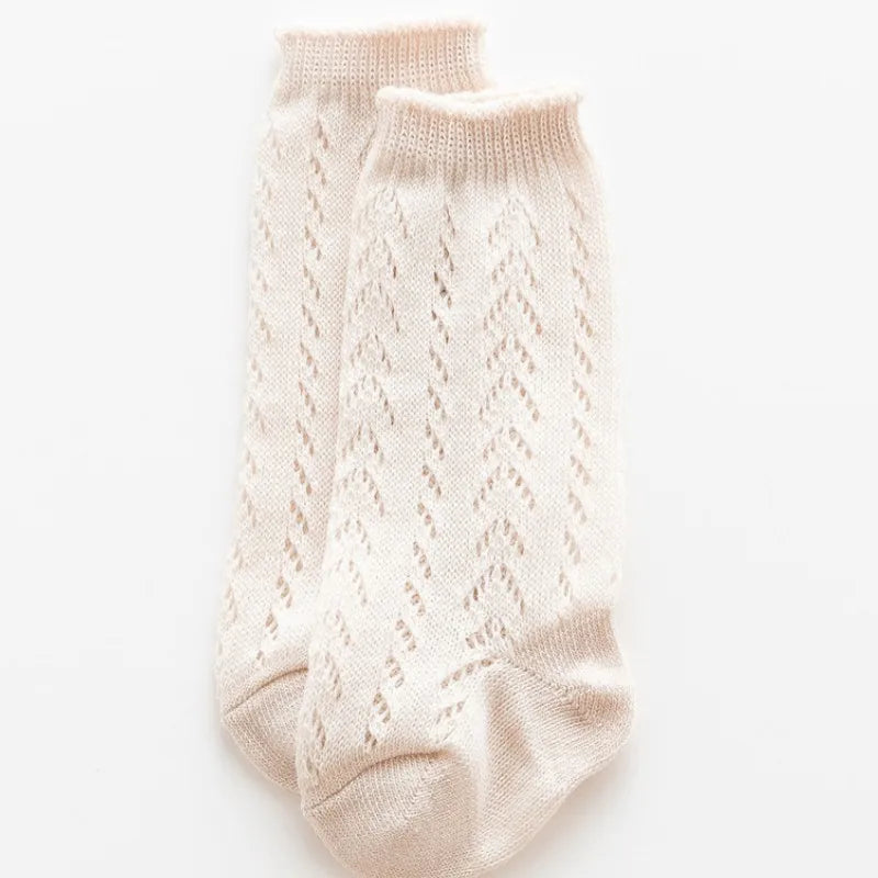 Children Socks For Girls Knitted Cotton Long Tube Socks Knee High Toddler Princess Socks Baby Summer Hollow Out Infant Socks
