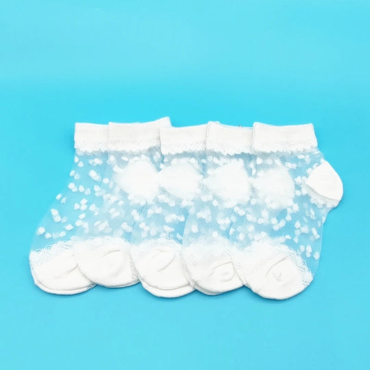 5 Pairs/Lot Girls Socks Summer Breathable Children Short Ankle Socks For 1-12 Years Kids Soft Cotton Lace Princess Mesh Socks