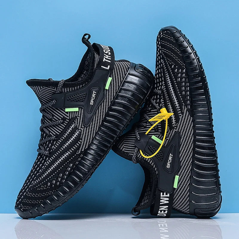 Sports Men's Running Shoes Summer New Classic Breathable Casual Running Breathable Mesh Shock-absorbing Black Tennis Shoes