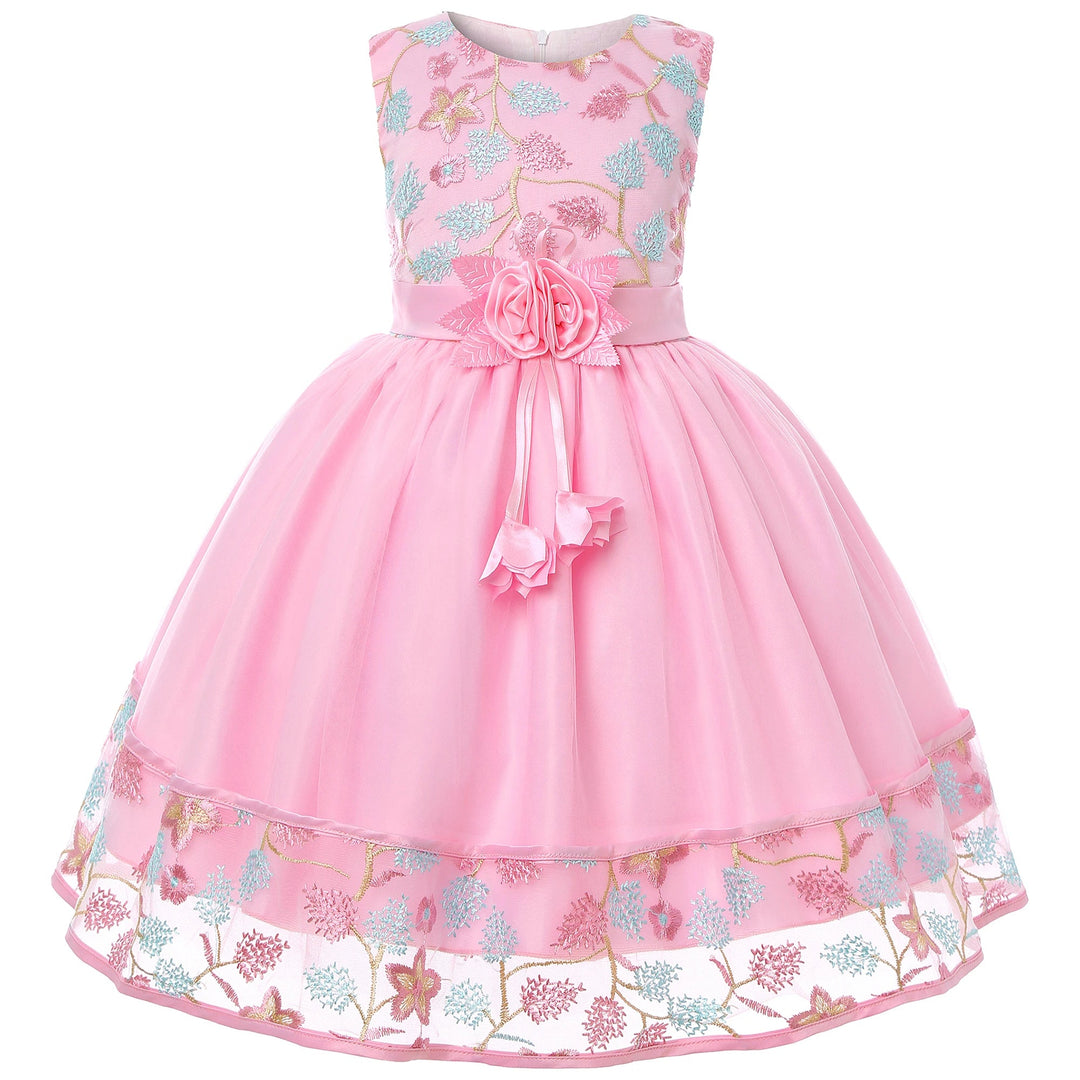 European and American embroidery dress dress girl's party lace princess dress flower child net gauze Pengpeng dress Beauty hair & fashionfj