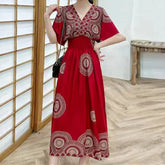 Summer Trend Ethnic V-Neck Printed Women&