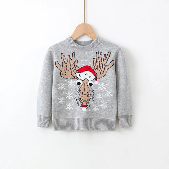 Christmas Children Knit Clothes 2023 New Kids Sweaters Boys Girls Warm Knitted Autumn Winter Toddler Cartoon Print Casual Jumper