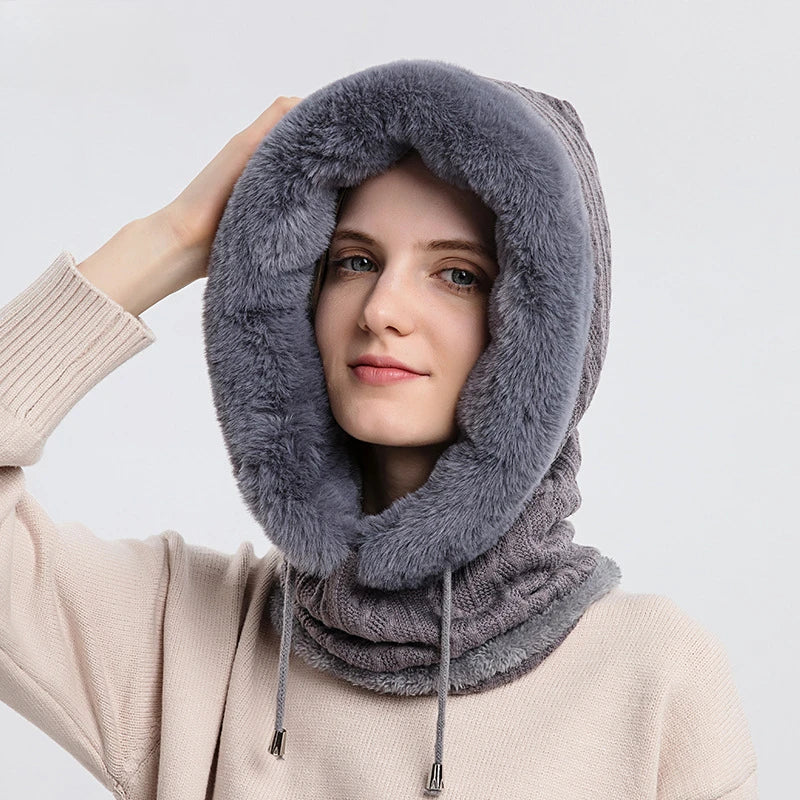 Women's Winter Hat Outdoor Cycling Headgear Anti Cold Skiing Hat Warm Scarf Face Mask Integrated Anti Cold Headgear