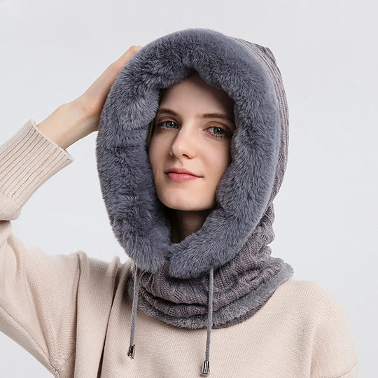 Women's Winter Hat Outdoor Cycling Headgear Anti Cold Skiing Hat Warm Scarf Face Mask Integrated Anti Cold Headgear