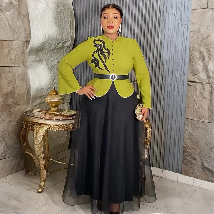 Plus Size African Party Dresses for Women 2025 New Fashion Dashiki Ankara Wedding Evening Gown Elegant Muslim Maxi Dress Beauty hair & fashionfj