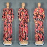 Plus Size African Print Dresses Autumn Elegant African 3/4 Sleeve Party Evening Long Maxi Dress Gowns Dashiki African Clothes Beauty hair & fashionfj