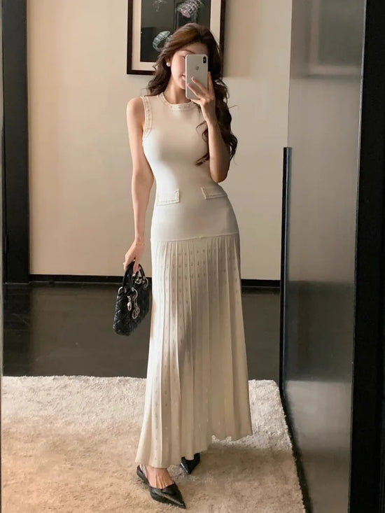 2025 new Summer Women evening party Tank Dress Female Knitted Sleeveless Dresses For Woman outwears sweater vestidos para mujer