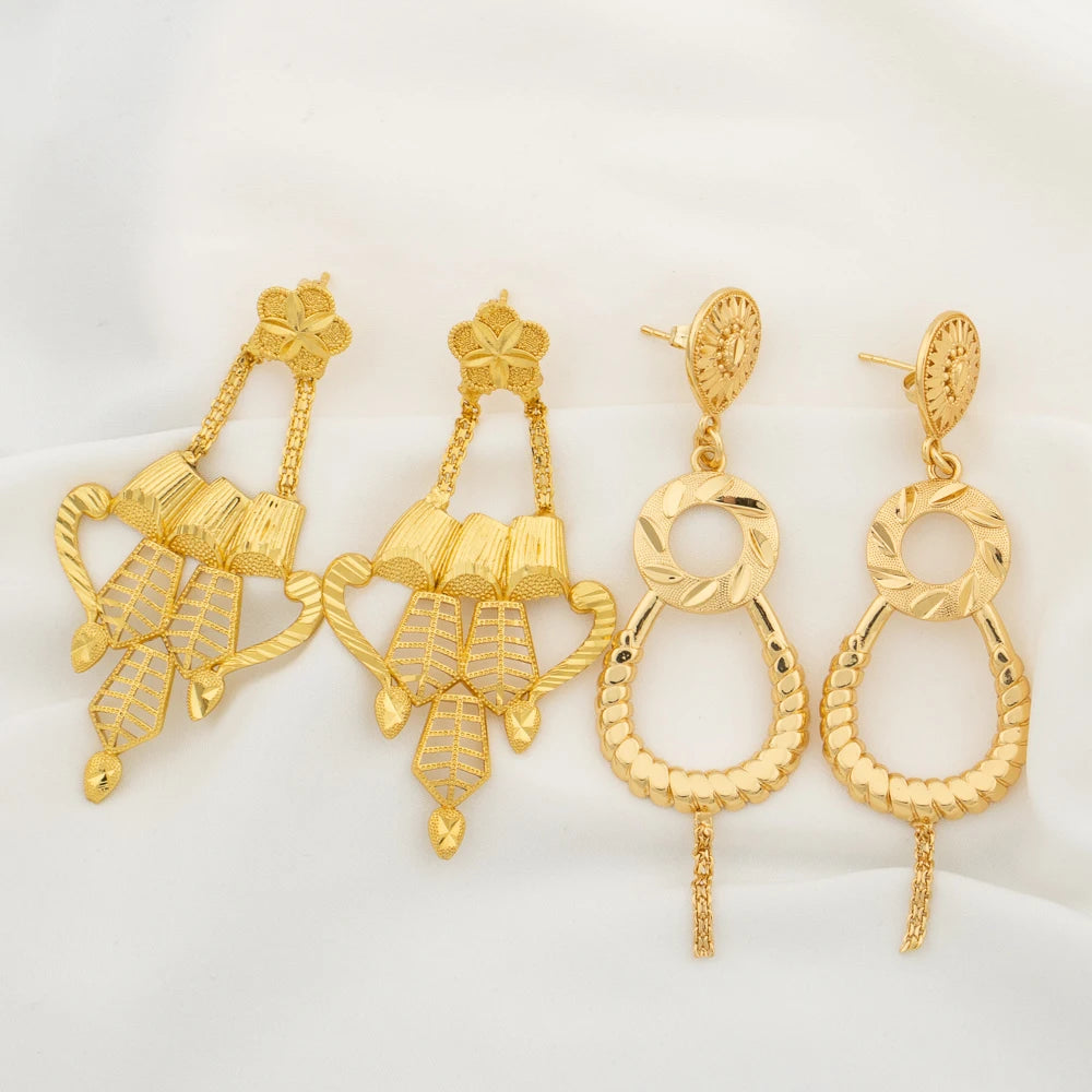 Gold Color Earrings for Women New Arrival 18K Gold Plated Copper Fashion Long Dangle Earrings Charm Wedding Party Jewelry Gift