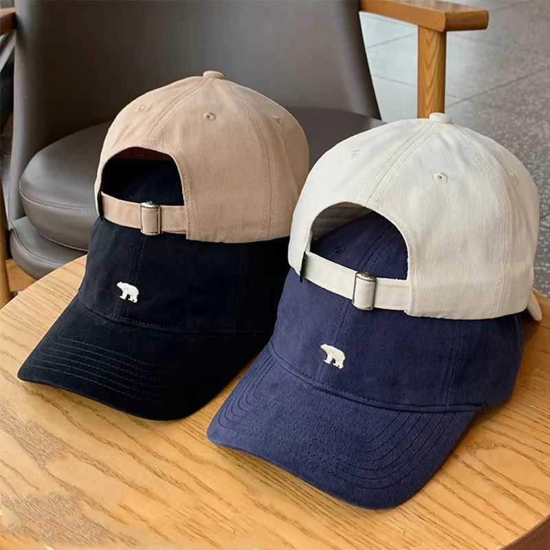 Polar Bear Embroidered Baseball Hats for Men and Women, Wide brims to Show Face, Small Retro Hats, Soft Top Duck Tongue Hats Beauty hair & fashionfj