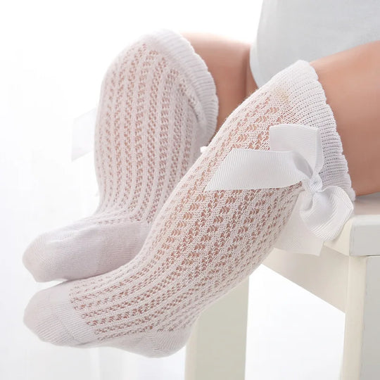 Babys Girls Princess Knitted Mesh Socks Cotton Infant Kids Girls Long Tube Socks 0-3T Summer Soft Toddler Girls Knee High Socks