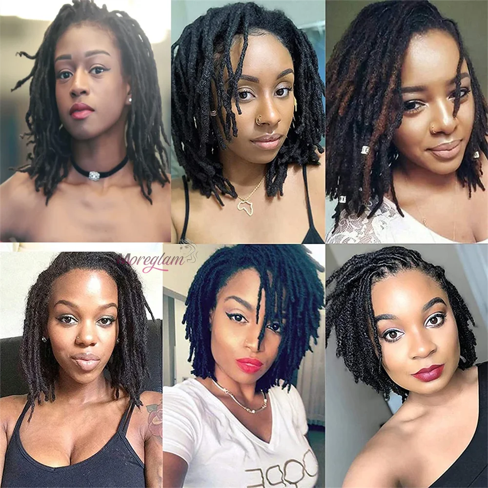 8 10 12 inch Dreadlock Extensions For Men/Women Afro Kinky Straight 100% Human Hair Handmade Loc Extensions Hair Braids Crochet Beauty hair & fashionfj
