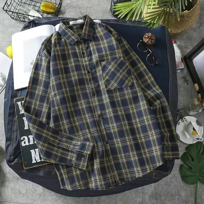 Long Sleeve Men's Shirt and Blouse Cargo Clothes with Pocket Plaid Male Top Luxury Button Aesthetic Sleeves Fashion 2024 Vintage Beauty hair & fashionfj