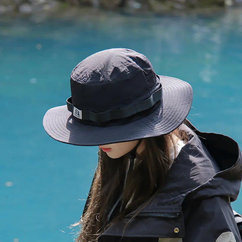 Outdoor Hiking Bucket Hats for Women Men Spring Summer Big Brim Fisherman Sun Protection Sun Hats Fashion Versatile Travel Cap Beauty hair & fashionfj