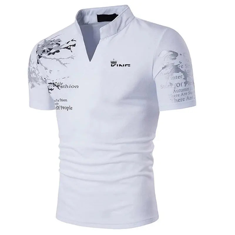 Men's Polo Shirt Golf Shirt Graphic Prints V Neck Outdoor Street Short Sleeves Print Clothing Sports Fashion Streetwear Designer Beauty hair & fashionfj
