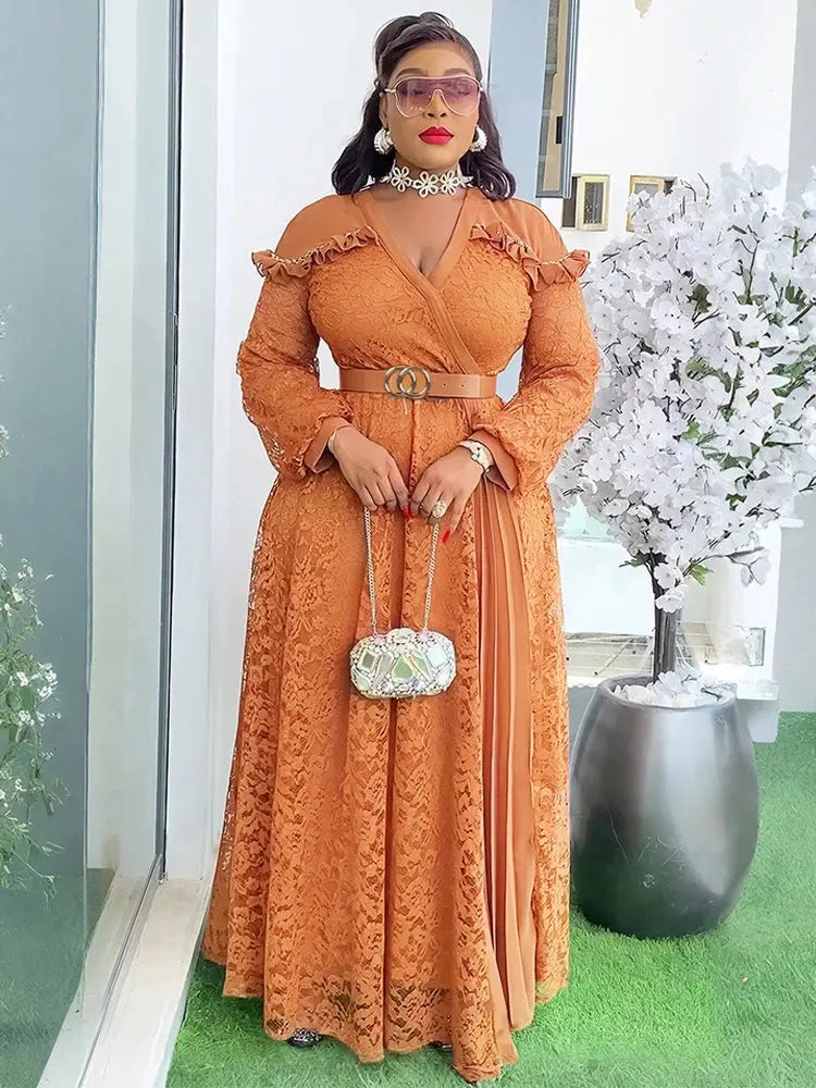 Party Evening Dresses For Women 2025 African Clothing Long Sleeve Lace Maxi Robes Dubai Turkey Kaftans Gowns Birthday Prom Dress Beauty hair & fashionfj