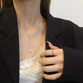 Real 18K Gold Wheat Ear Necklace For Women Natural Freshwater Pearl Necklace Wedding Party Valentine&