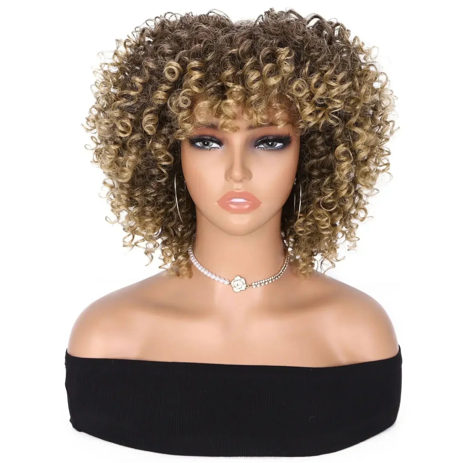 Fashion Afro Explosive Head Jerry Curly Synthetic Short Curly Wig For Women Spring Curly Heat Resistant Fiber Wig Daily Use