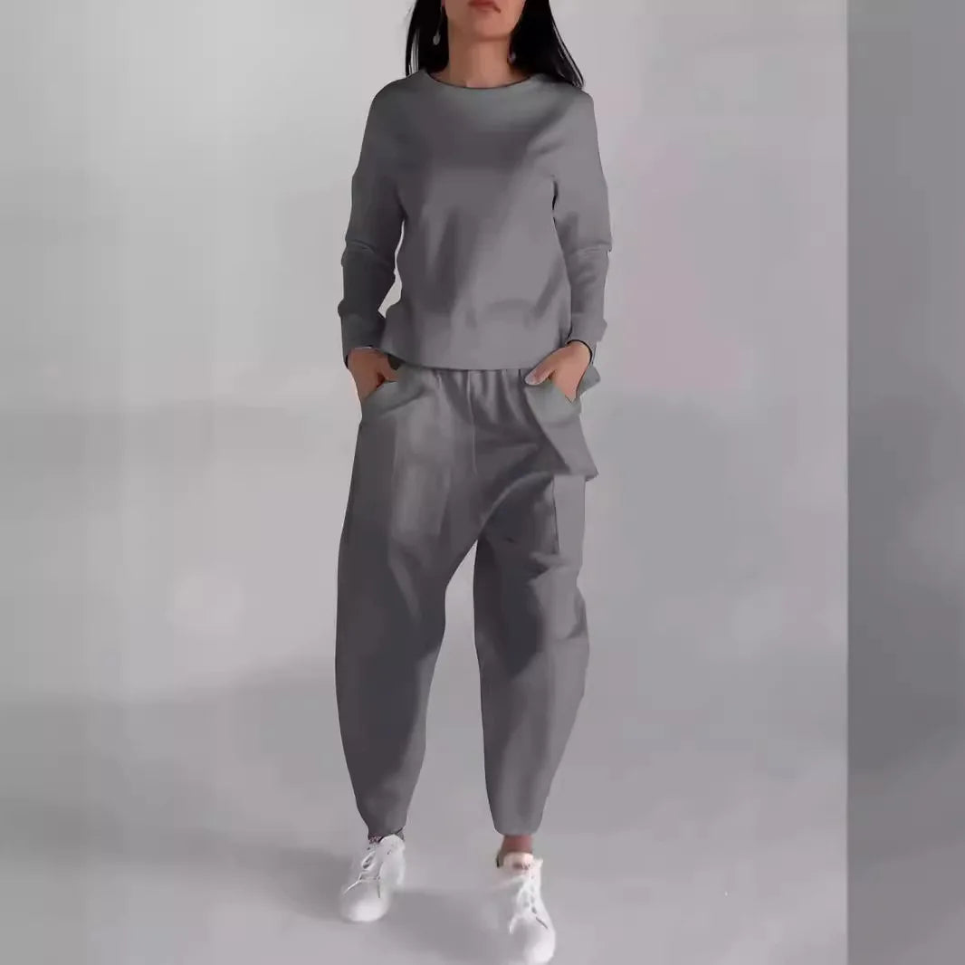 Women's suits 2024 European and American new fashion lace-up technology multi-pocket trendy sports solid color casual pants suit Beauty hair & fashionfj