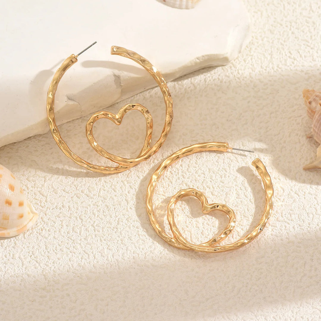 Gold Heart Earrings Women Elegant Hollow Love Dangle Earrings for Women Party Wedding Gift Fashion Jewelry Accessories