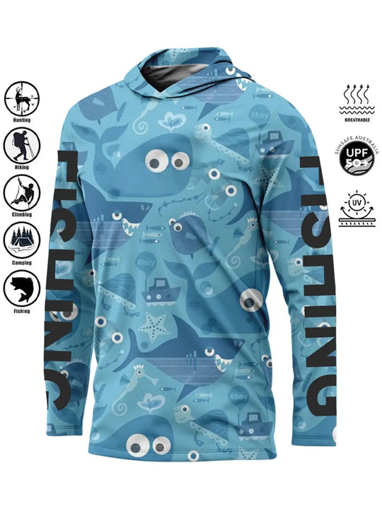 Fishing Shirt Hooded Outdoor Uv Protection Large Size Man Camouflage Printing Moisture Wicking Jersey Fishing Apparel Tops Beauty hair & fashionfj