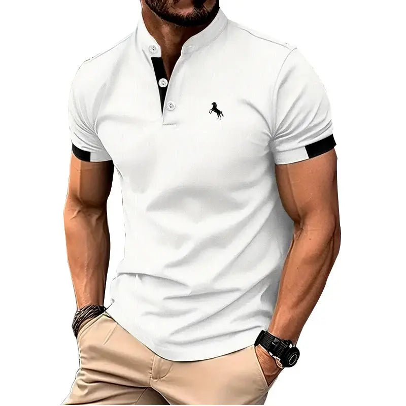 Men Clothes Spring Summer Casual Fashion Short Sleeve Stand Collar Polo Shirt Logo Print Men Clothes Slim Fit Polo Shirt Beauty hair & fashionfj