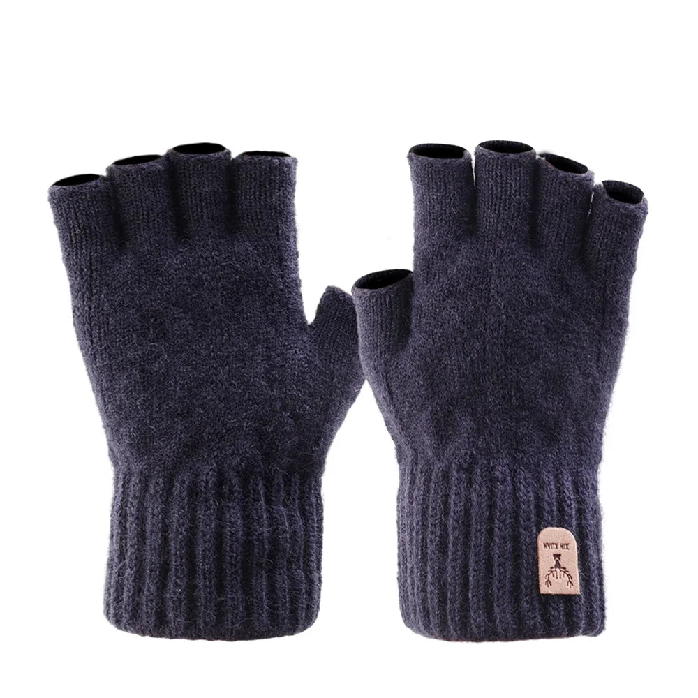Women's winter gloves, thickened men's outdoor cycling gloves, connected finger gloves, half finger gloves, cotton new style