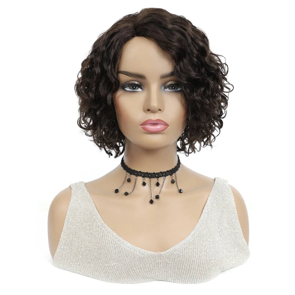 Loose Deep Brazilian Human Hair Wigs For Black Women IJOY Light Brown L Part  Full Machine Made Wigs Non-Remy Hair Wigs Beauty hair & fashionfj