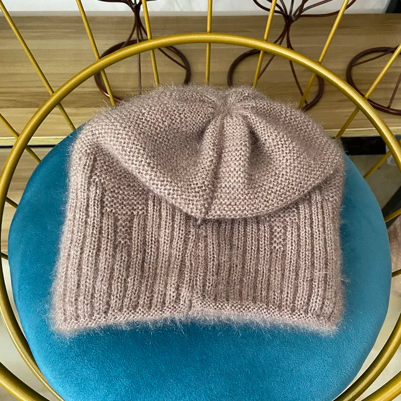 Winter Hats for Women Warm Thick Beanies Girls Outdoor Headwear Knitted Skulls Elastic New Striped Diamond Female Casual Hats