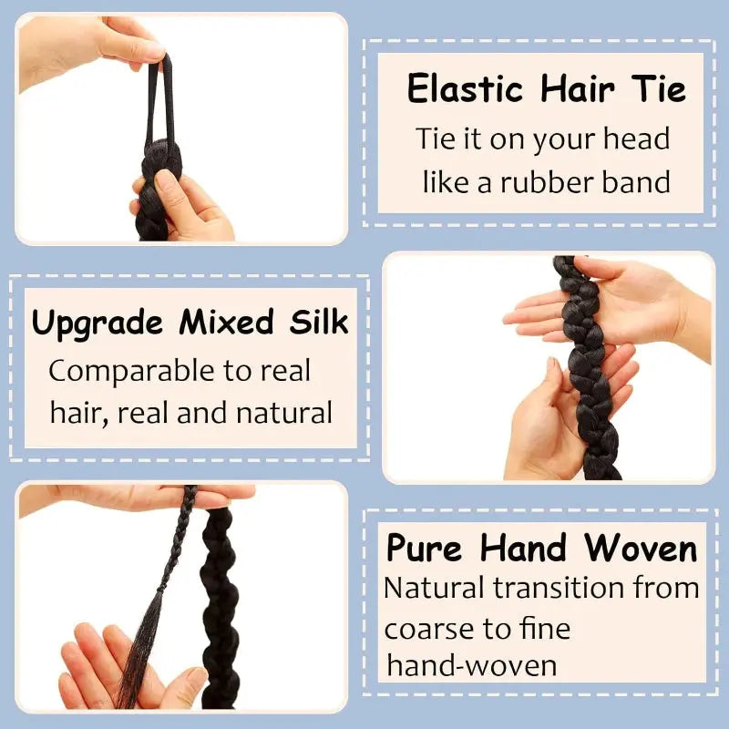 Fashion  Braided Ponytail Hair Extensions with Hair Ties for Women Twist Braid Personality Hot Girl Kink Braid Hip Hop Girl Beauty hair & fashionfj