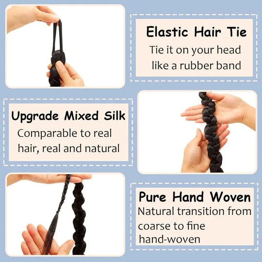 Fashion  Braided Ponytail Hair Extensions with Hair Ties for Women Twist Braid Personality Hot Girl Kink Braid Hip Hop Girl Beauty hair & fashionfj