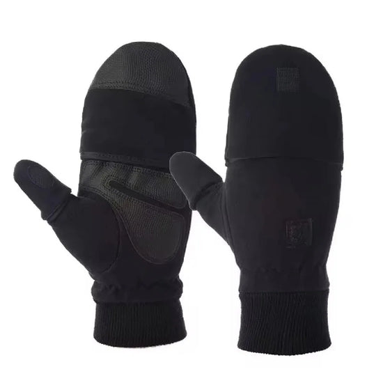 High Quality Black Winter Gloves Half Finger Flip Cover Fishing Gloves Anti-Slip Warm Photography Gloves Unisex