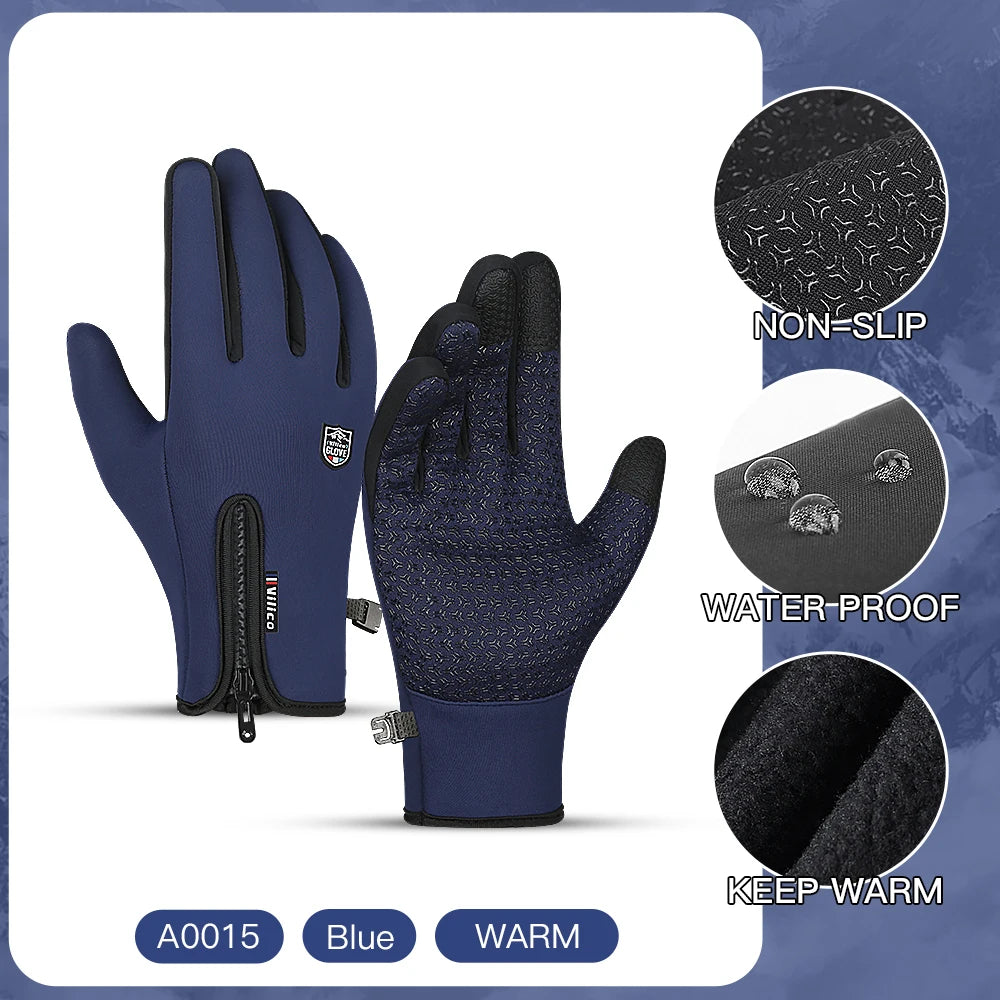 Thermal Gloves For Men Winter Cycling Bike Warm Fleece Cold Resistance Wind Waterproof Outdoor Running Skiing Mittens