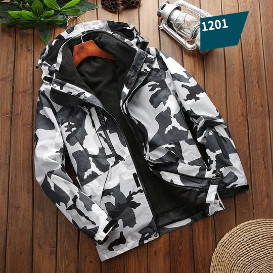 Winter 3 in 1 Fleece Lining Warm Jacket Sportwear Ski Camping Coat Windbreak Waterproof Outdoor Jacket Men Climbing Hiking Coats