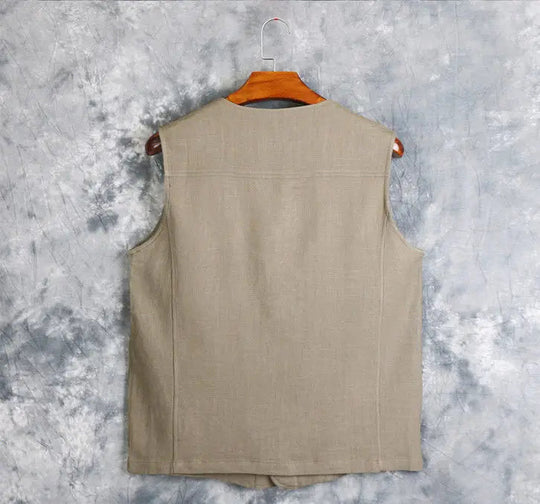 Men's Vest Dress Linen Cotton Waistcoat Jacket Male Formal Gilet For Mens Jeans Summer Casual Business Victorian Clothing Beauty hair & fashionfj