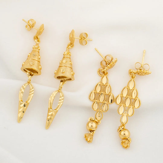 Gold Color Earrings for Women New Arrival 18K Gold Plated Copper Fashion Long Dangle Earrings Charm Wedding Party Jewelry Gift