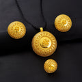 African Women Classic Ethnic Style Jewelry Set Golden Color Pendant Necklace Earrings Ethiopian Bridal Wedding Luxury Gift
